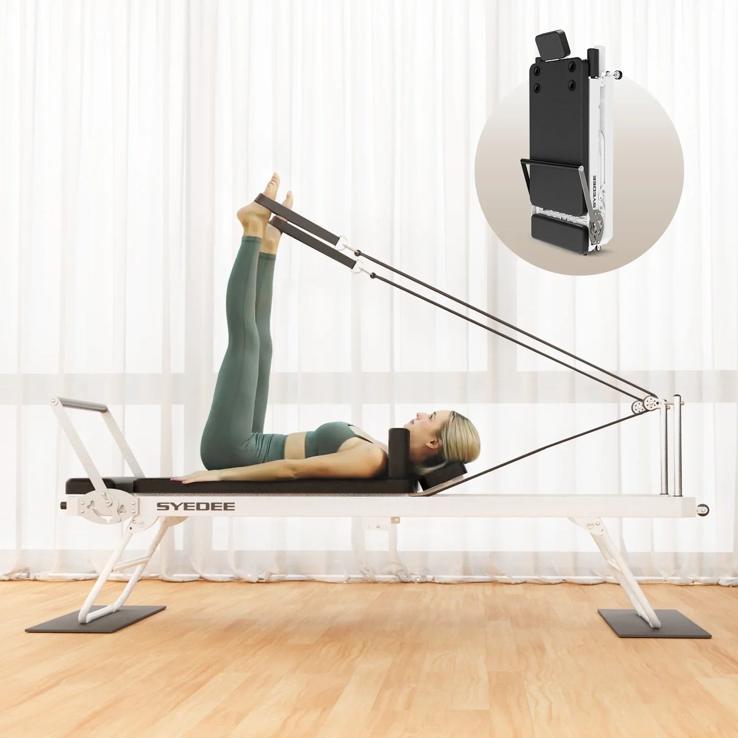 Syedee Foldable Pilates Equipment for Home Workouts,Balanced Body Pilates Reformer Machine for Home and Gym, Pilates Exercise Equipment with Jump Board, Additional 4 Springs