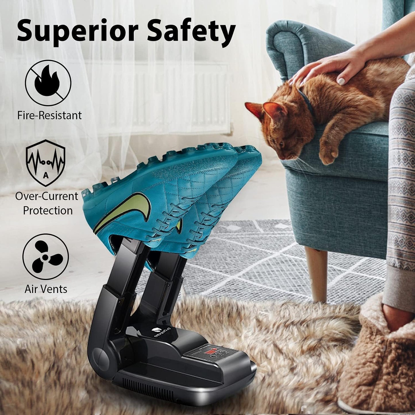 BAOKALER Boot Dryer Shoe Dryer, Glove Dryer & Boot Warmer with Heat Blower, Portable Adjustable Rack and Timer, Folding Design & Quick Drying for Shoes, Gloves, Hats, Socks, Ski Boots, Smart Panel