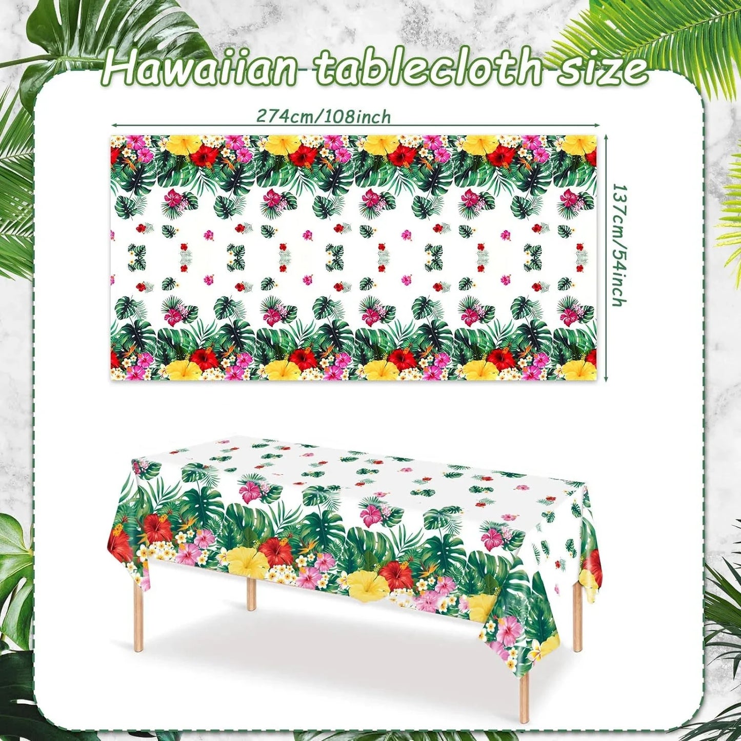 133Pcs Hawaiian Luau Party Supplies Tropical Dinnerware Set Serves 16, Aloha Plates Napkins Cups Tablecloth Knives Forks Spoons for Birthday Luau Party Decorations