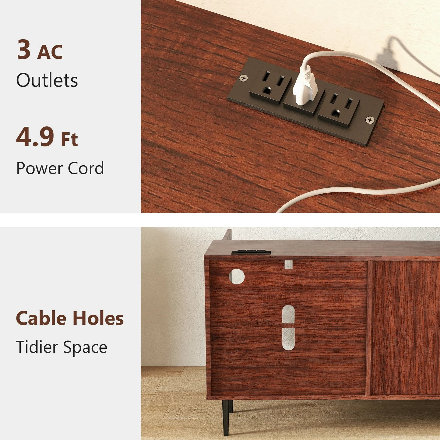 Anrist Modern TV Stand for 65/70/85 inch TV Mid Century Entertainment Centre for Living Room, Brown