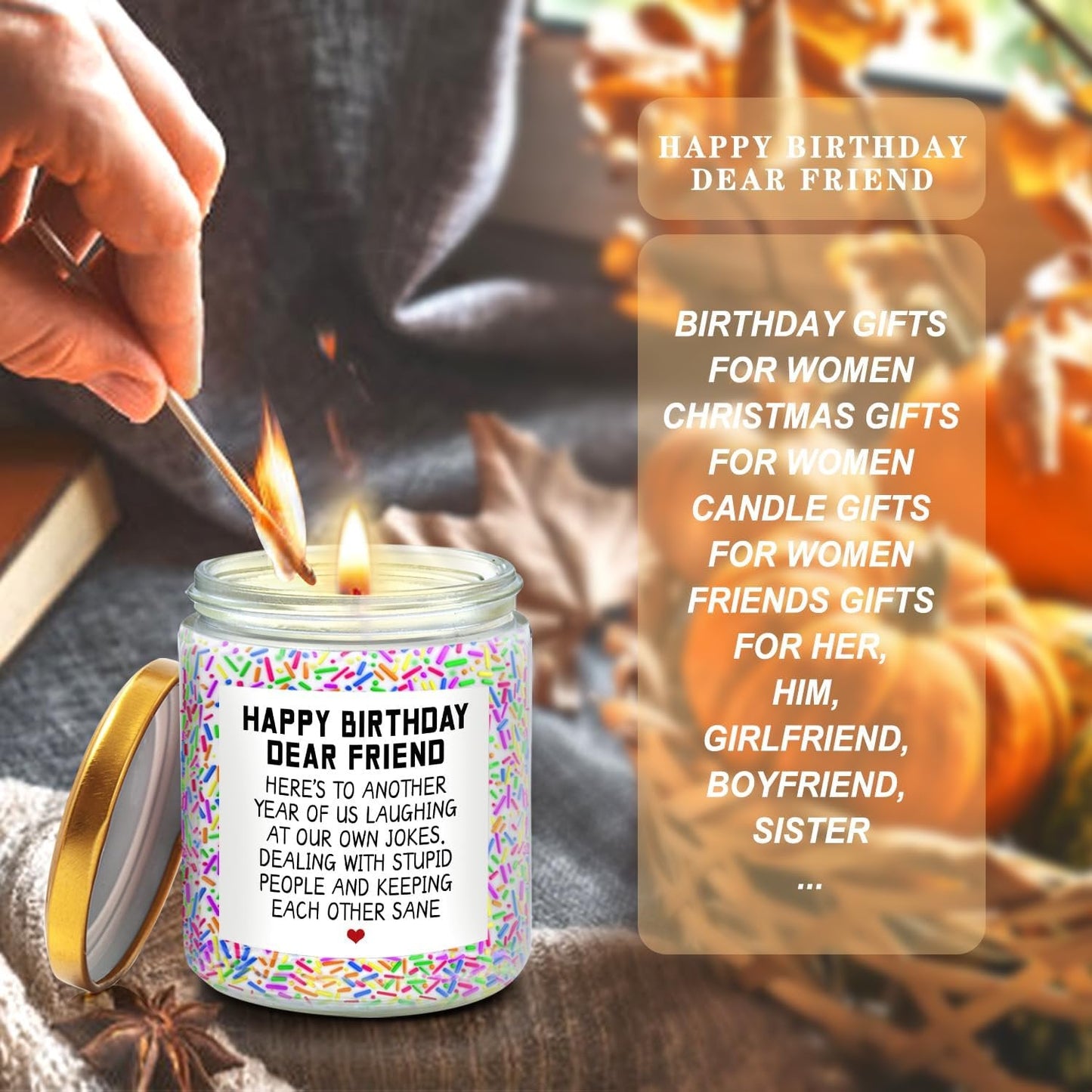 Happy Birthday Gifts for Women, Best Friends, BFF Friendship Gifts for Women Funny Gifts for Women, Best Friends, Her, Sister, Female, Coworker, Girlfriend, Bestie Christmas Candles Gifts