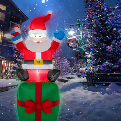 6 Foot Christmas Inflatable Santa Claus Outdoor Decorations with Build-in LED Lights, Waterproof Xmas Family Inflatable Decor for Yard Lawn Garden Home Party Indoor Outdoor