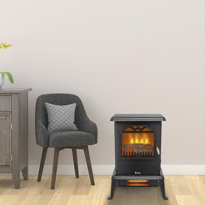 Zimtown 1000W/1500W Electric Fireplace Wood Stove Heater Portable Freestanding Heater