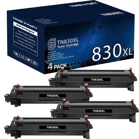 TN830XL High Yield Toner Cartridge TN830 Compatible for Brother TN830XL TN830 TN-830 DCP-L2640DW HL-L2460DW HL-L2405W MFC-L2820DW HL-L2400D L2405W L2480DW MFC-L2820DWXL Printer Ink (Black, 4-Pack)