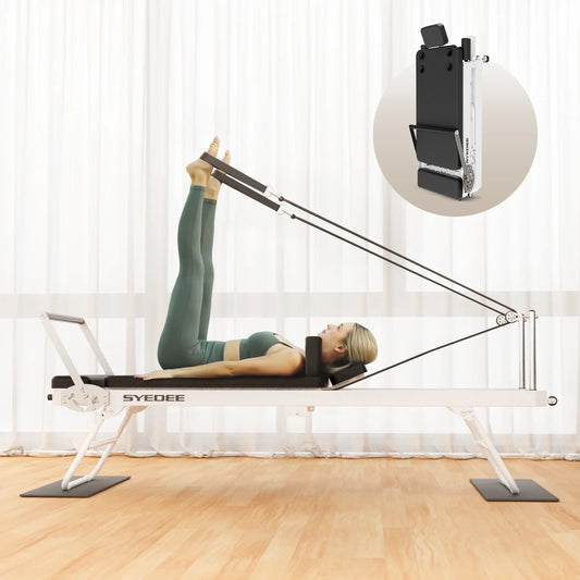 Syedee Foldable Pilates Equipment for Home Workouts,Balanced Body Pilates Reformer Machine for Home and Gym, Pilates Exercise Equipment with Jump Board, Additional 4 Springs