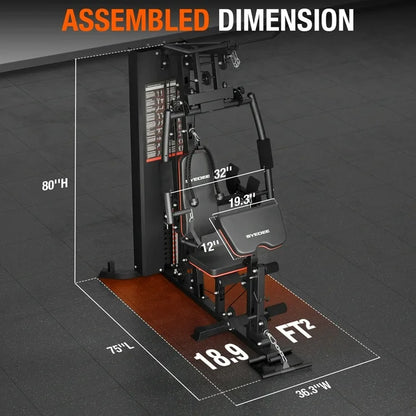 Syedee Home Gym Station, Workout Station with 150LBS Weight Stack, Home Gym Equipment for All Body Training.