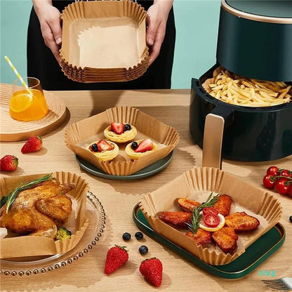 100PCS Air Fryer Paper Liners,8in Nonstick Oil Resistant Air Fryer Parchment Paper Liners for Air fryer, Baking, Roasting Microwave