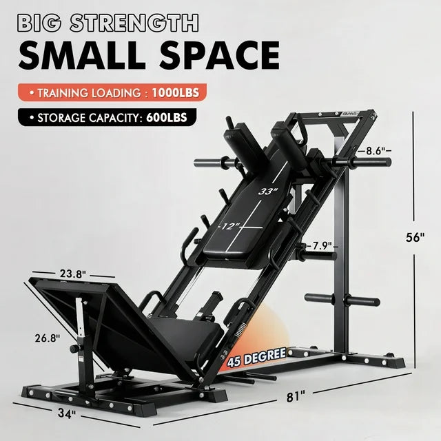 syedee Leg Press Hack Squat Machine, Leg Exercise Machine with Linear Bearing, Lower Body Special with Weight Storage for Quads, Hamstring, Glutes, Calves, Heavy Duty Home Gym Leg Day Equipment