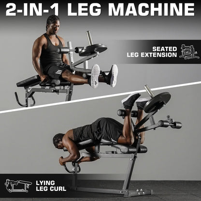 Syedee Leg Extension and Lying Curl Machine, Lower Body Special Leg Machine, Adjustable Leg Exercise Bench with Plate Loaded, Leg Rotary Extension for Thigh, Home Gym Weight Machine