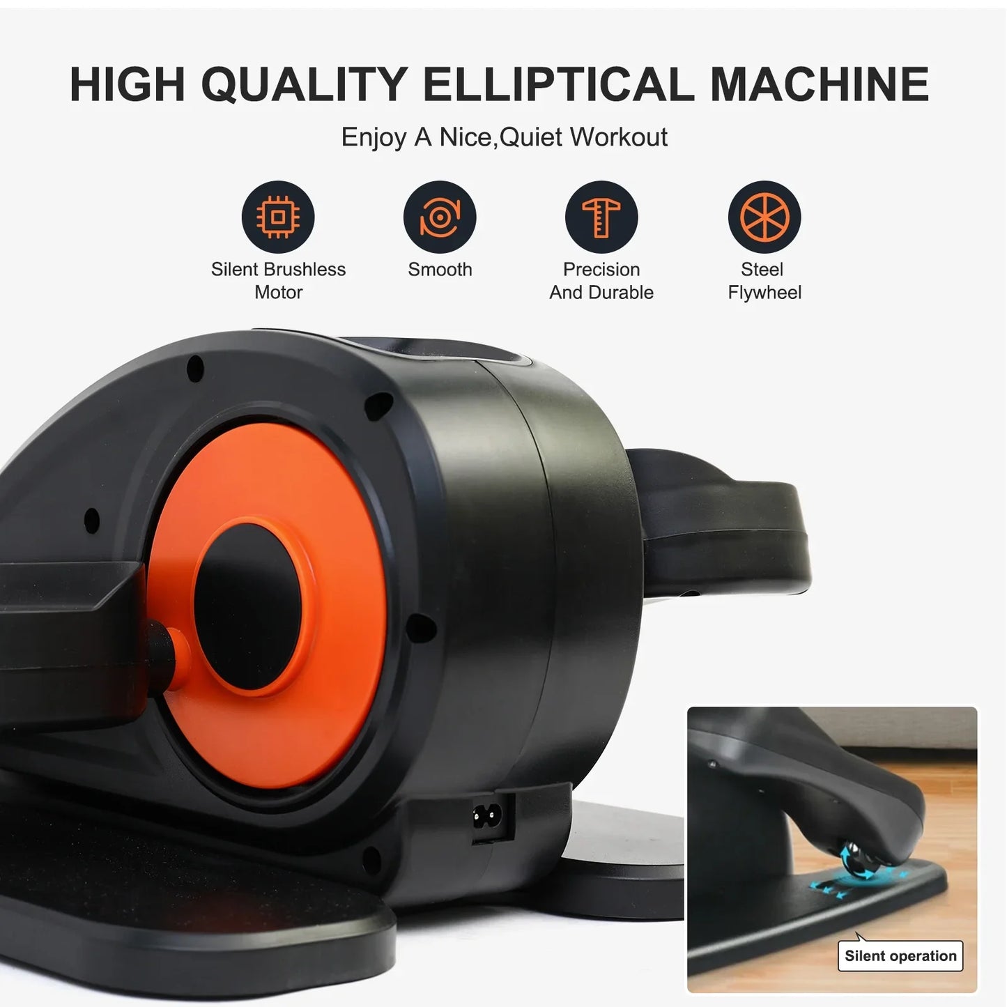 ALSO GO Under Desk Elliptical, Electric Ellipse Leg Exerciser While Sitting for Seniors Adults, Auto/Manual Dual Mode Motorized Foot Pedal Exerciser with Remote Control for Home Office Use