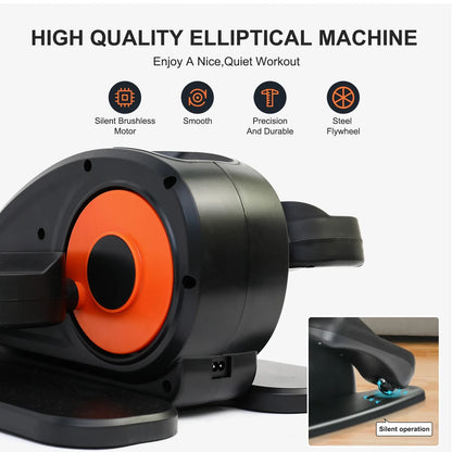ALSO GO Under Desk Elliptical, Electric Ellipse Leg Exerciser While Sitting for Seniors Adults, Auto/Manual Dual Mode Motorized Foot Pedal Exerciser with Remote Control for Home Office Use