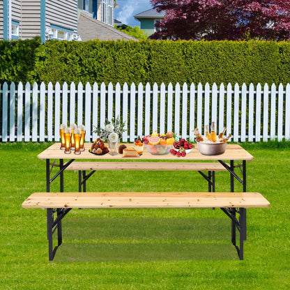 Ktaxon 6' Wooden Outdoor Folding Patio Camping Picnic Table Set with Bench