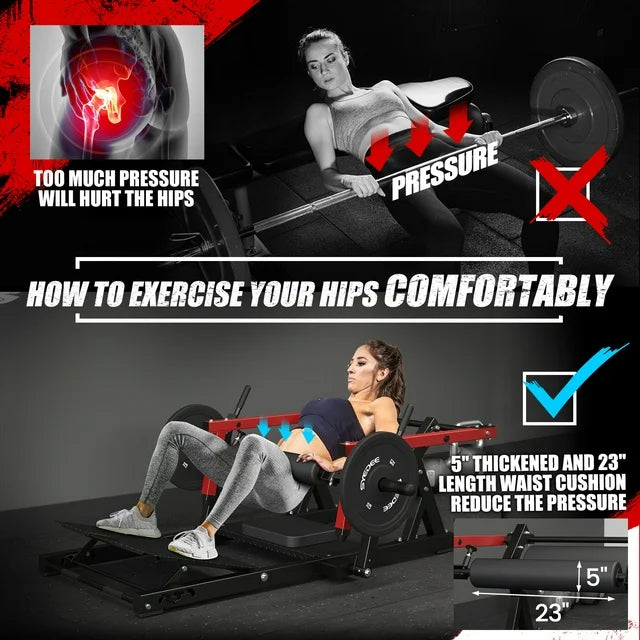 syedee Glute Bridge Machine, Heavy Duty Plate-Loaded Hip Thrust Machine, Glute Drive Machine for Glute Muscles Shaping(Red)