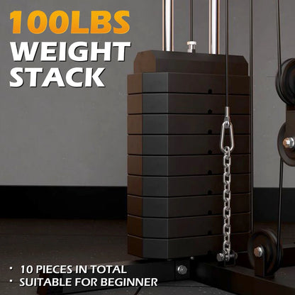 Syedee Multifunctional Home Gym System, Home Gym Station with 100LBS Weight Stack, All in One Workout Machine for Full Body Strength Training