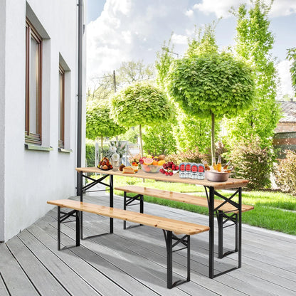 Ktaxon 6' Wooden Outdoor Folding Patio Camping Picnic Table Set with Bench