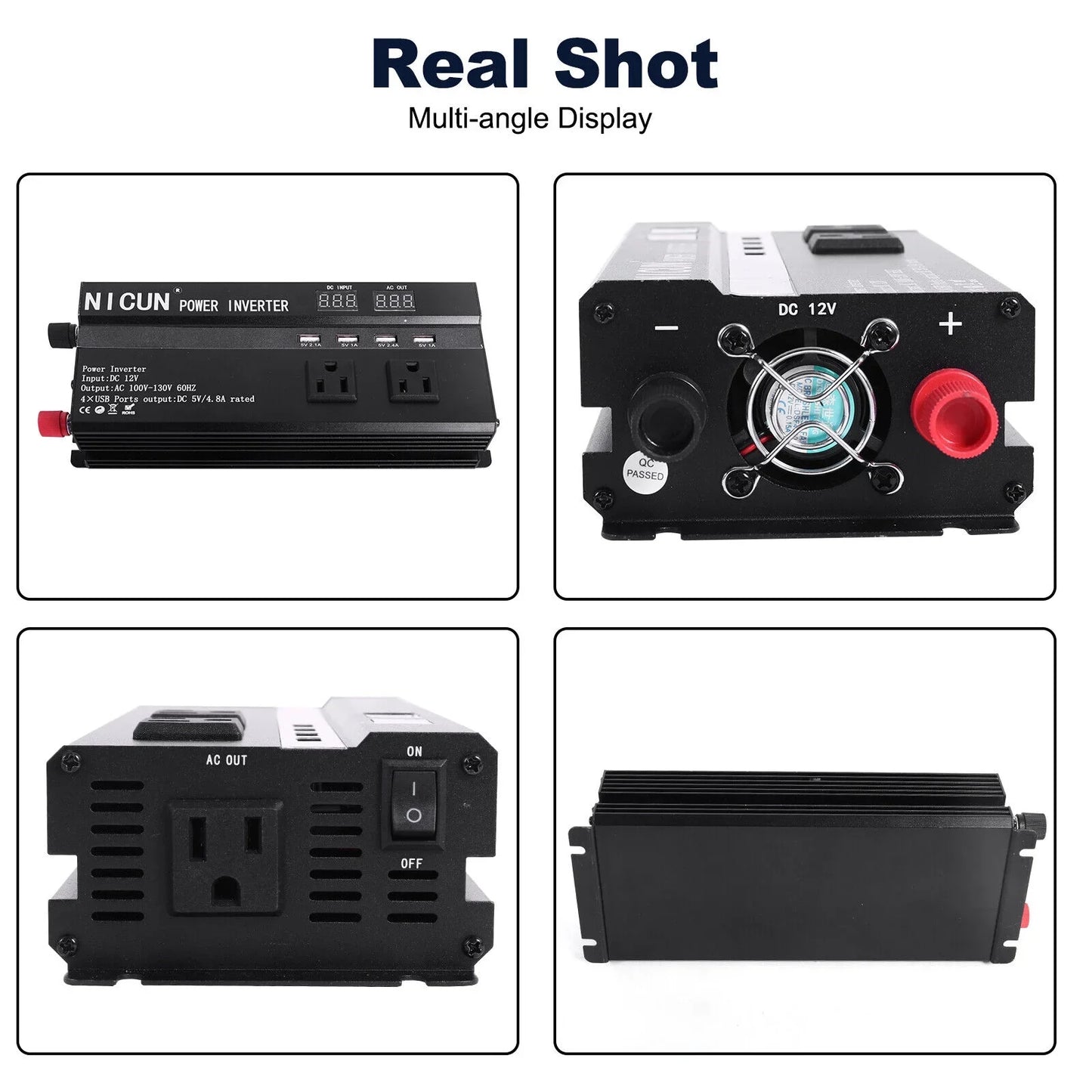 6000W Car Power Inverter DC 12V To 110V AC Pure Sine Wave Solar Converter LCD