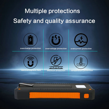 Baokaler 30000mAh Solar Charger for Cell Phone iPhone, Portable Solar Power Bank, 2 LED Light Flashlight