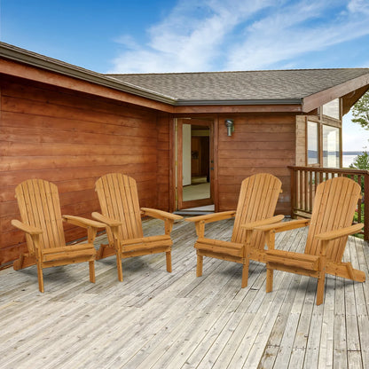 Ktaxon Folding Wooden Adirondack Chair Folding Wood Accent Wood Single Chair for Outdoor and Indoor, Wood Lounge Chair, Natural Color