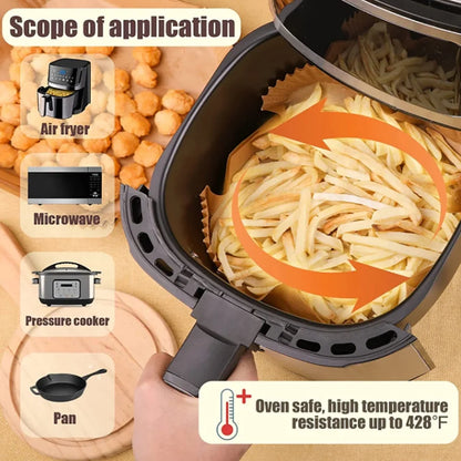 100PCS Air Fryer Paper Liners,8in Nonstick Oil Resistant Air Fryer Parchment Paper Liners for Air fryer, Baking, Roasting Microwave