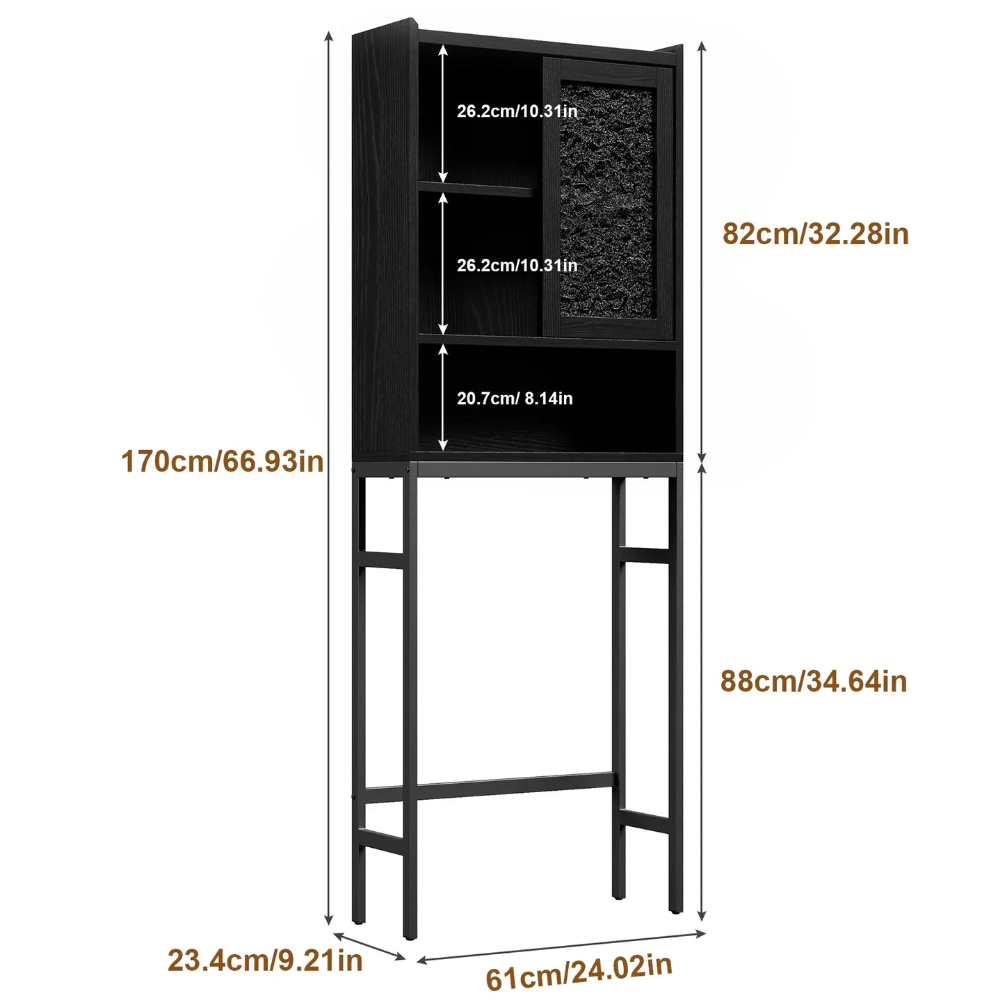 JOZ Over The Toilet Storage Cabinet, 4-Tier Wooden Bathroom Organizer, with Adjustable Saver Space Rack Shelf & Rack, Black