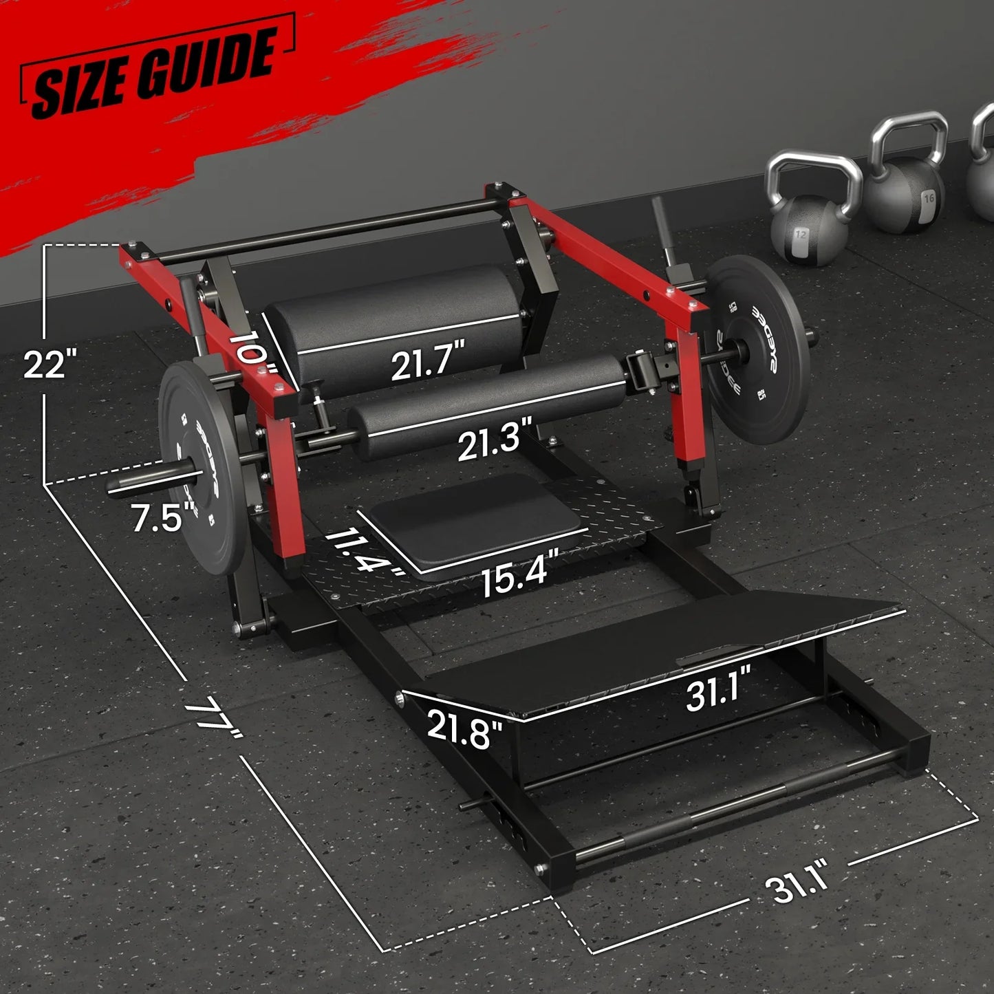 syedee Glute Bridge Machine, Heavy Duty Plate-Loaded Hip Thrust Machine, Glute Drive Machine for Glute Muscles Shaping(Red)
