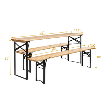 Ktaxon 6' Wooden Outdoor Folding Patio Camping Picnic Table Set with Bench