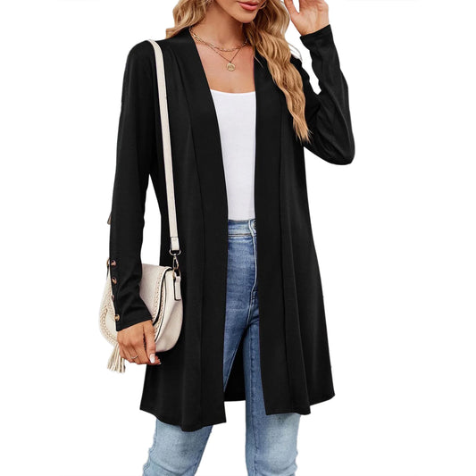 SHIBEVER Cardigan for Womens Classic Kimono Long Sleeve Cardigan Casual Open Front knit Solid Color Cardigan Lightweight Sweaters Coat Soft Outwear