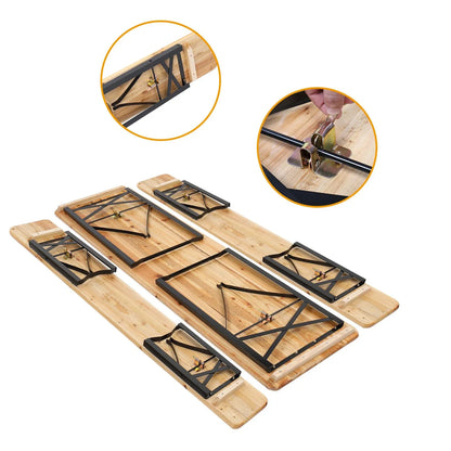 Ktaxon 6' Wooden Outdoor Folding Patio Camping Picnic Table Set with Bench