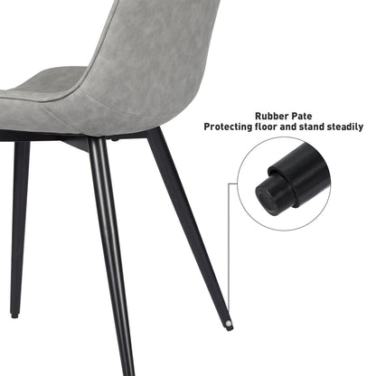 Homhum Mid Century Modern Dining Chairs Set of 4, Leather Upholstered Dining Chairs, Gray