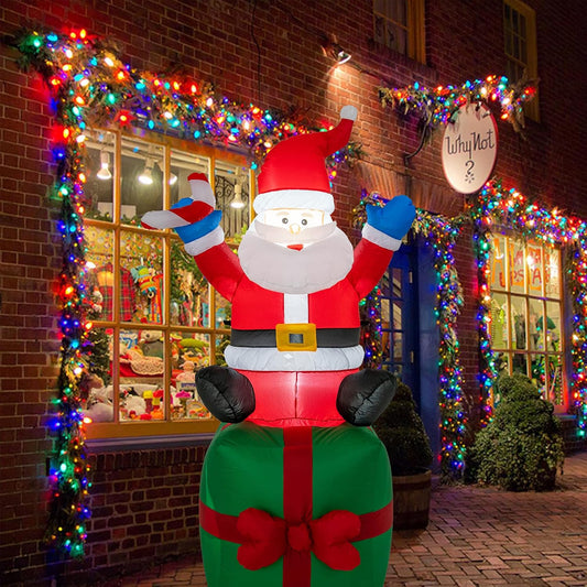 6 Foot Christmas Inflatable Santa Claus Outdoor Decorations with Build-in LED Lights, Waterproof Xmas Family Inflatable Decor for Yard Lawn Garden Home Party Indoor Outdoor