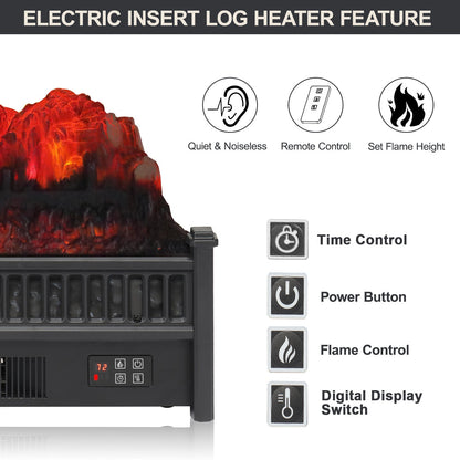 Zimtown 23" 1400W Electric Fireplace Logs Heater FreeStanding Fire Flame Stove