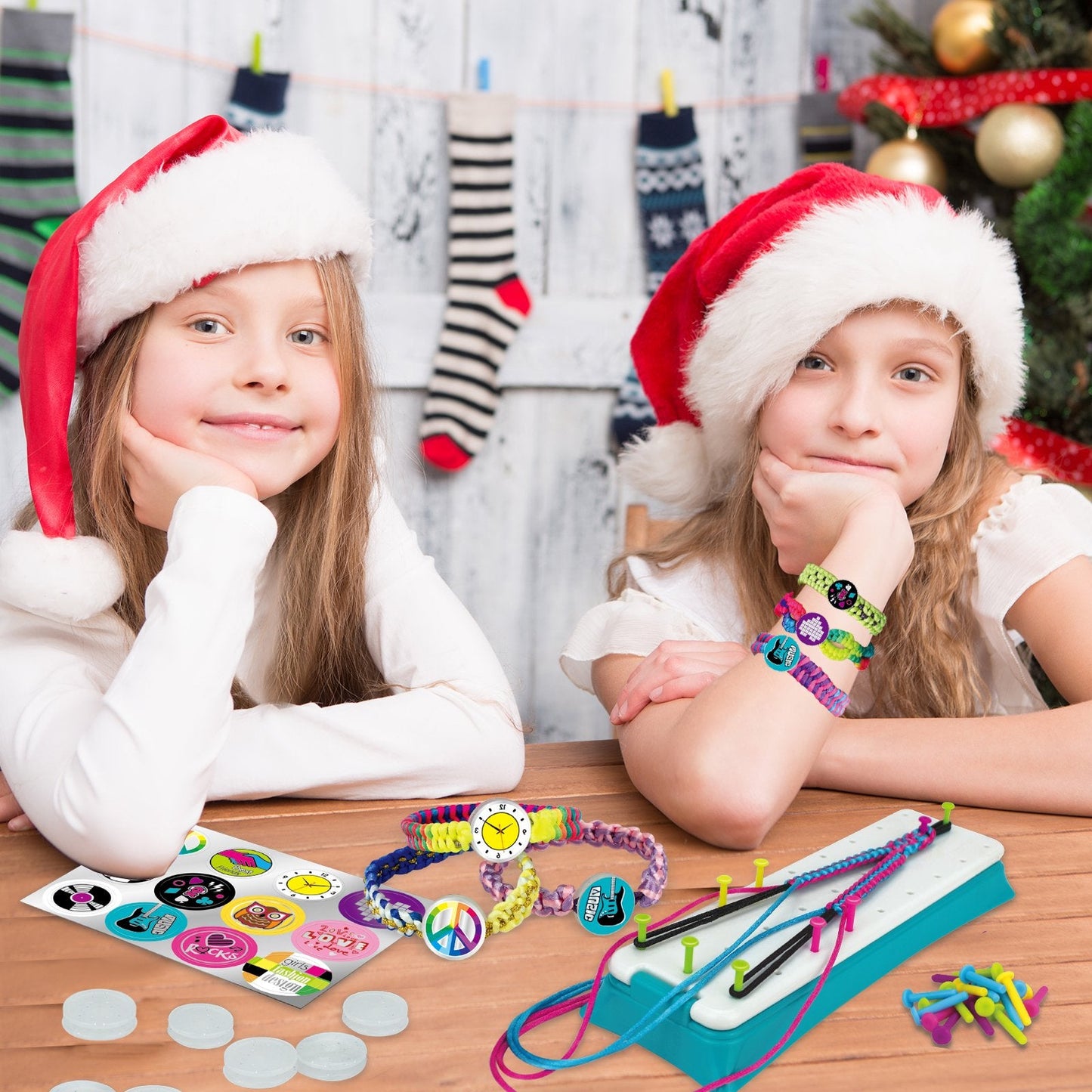 JUGAAD LIFE Friendship Bracelet Making Kit for Girls, 2 Charm Bracelet Making kit for Kids Ages 6-12, Arts and Crafts String Maker Tool, Birthday Christmas Gifts for Teen Girl, Party Activity Set