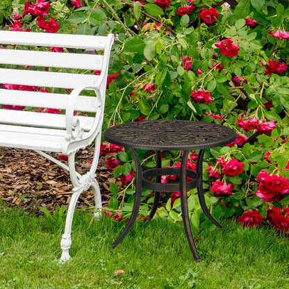 Cast Aluminum Round Bistro Table 23 in Outdoor Indoor Side Table, Bronze
