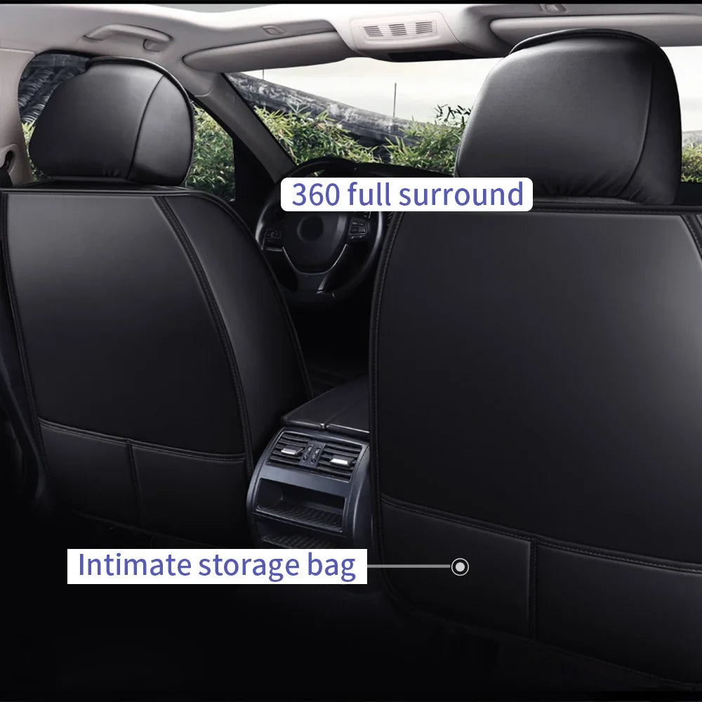AOMSAZTO Fit Nissan Rogue 2008-2021 Black Car seat Cover 5-seat Ice Silk+Faux Leather Full Set Summer Breathable