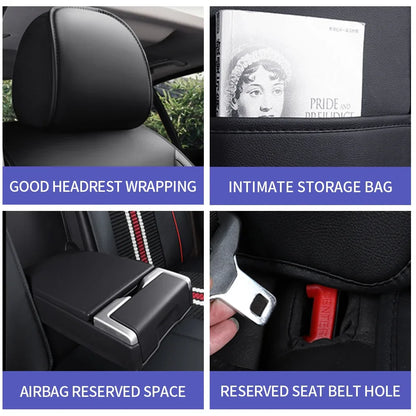 AOMSAZTO Fit Nissan Rogue 2008-2021 Black Car seat Cover 5-seat Ice Silk+Faux Leather Full Set Summer Breathable