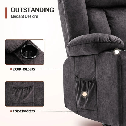 Comhoma Massage Recliner Chair 37.48" Wide 360° Swiveling Sofa Heated Massage Rocker, Gray