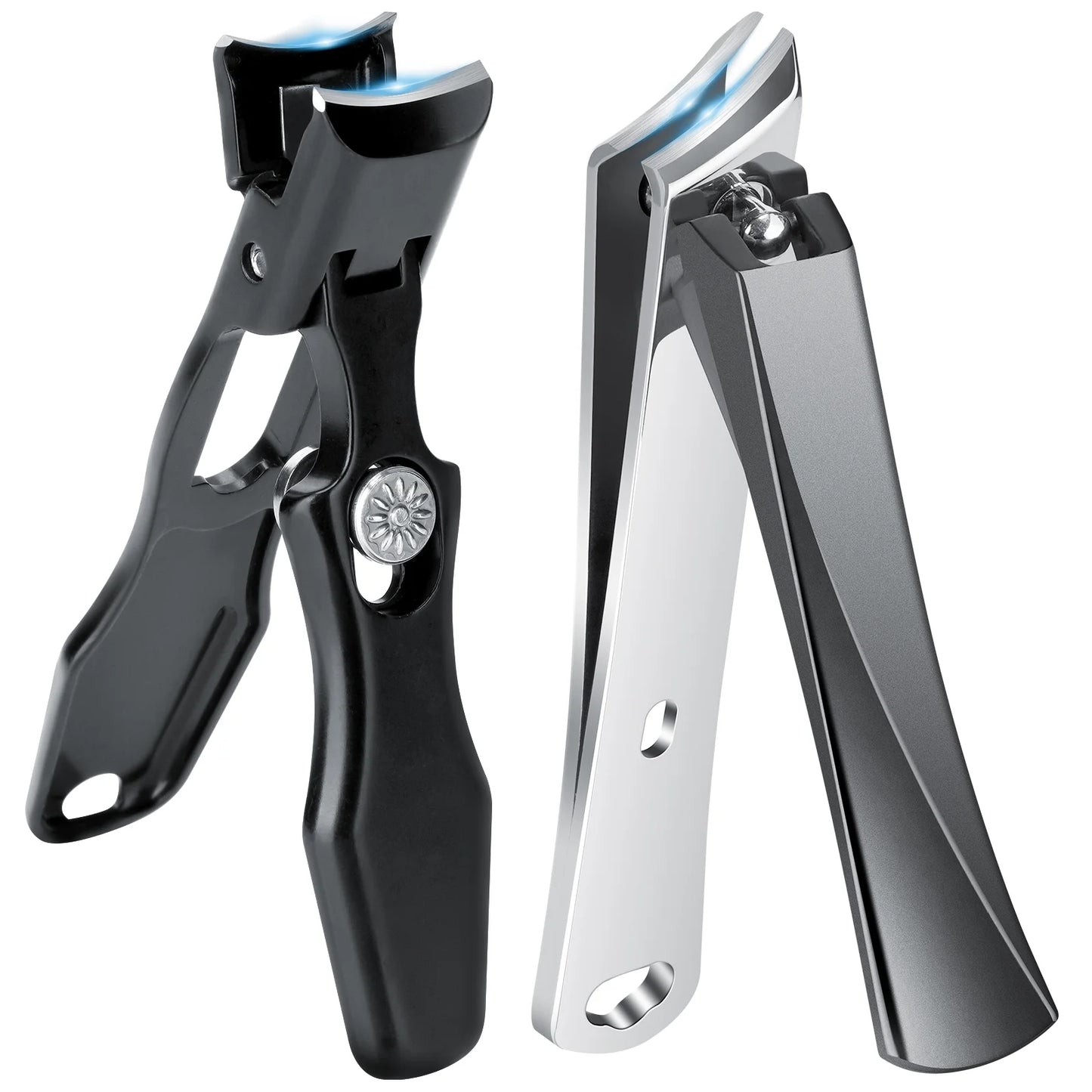 NiHome Heavy Duty Nail Clippers for Thick Hard Nails Set of 2, Wide Opening& Slanted Curved Blade Precision Ingrown Toenail Clippers, Extended Anti-Slip Handles and Ultra Sharp Stainless-Steel Blades