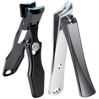NiHome Heavy Duty Nail Clippers for Thick Hard Nails Set of 2, Wide Opening& Slanted Curved Blade Precision Ingrown Toenail Clippers, Extended Anti-Slip Handles and Ultra Sharp Stainless-Steel Blades