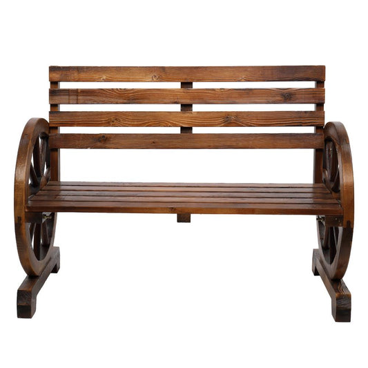 Zimtown Wooden Wagon Wheel Bench, 41" 2-Person Slatted Seat, Outdoor Patio Furniture, 550lbs High Capacity, Weather Resistance, Wood Garden Bench