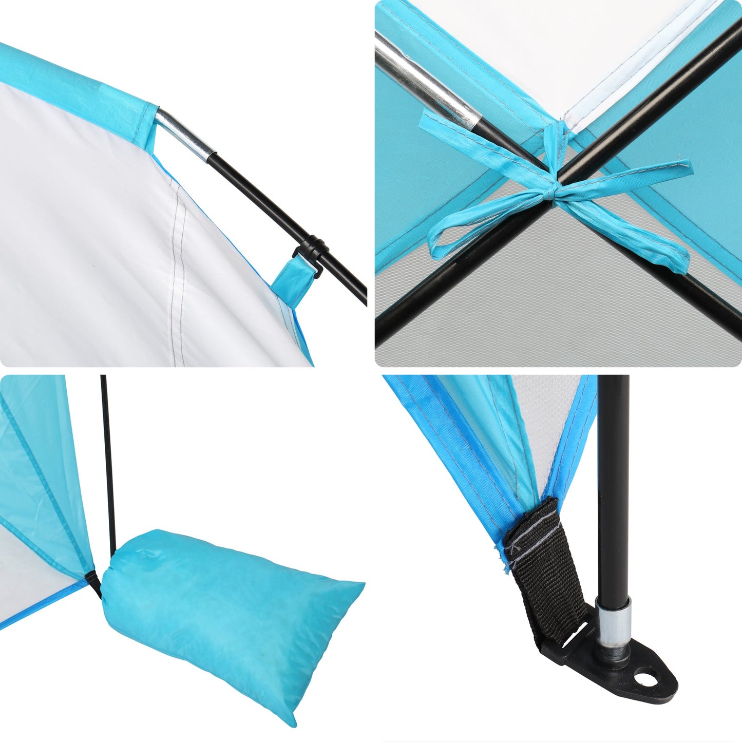 Zimtown Beach Tent UPF 50+ Sun Shelter Silver Coating Canopy with Extended Lightweight Porch Tent for Beach Sun Shade Fishing Hiking 7.87x5.9ft