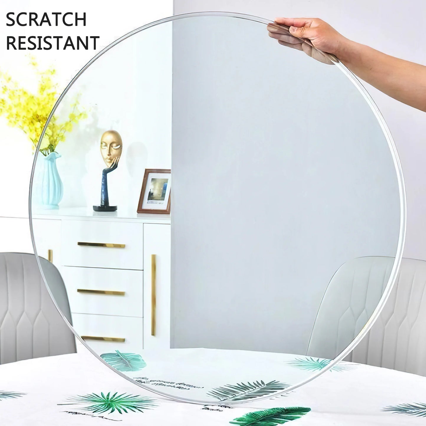 40 Inch Round Glass Dining Table Top,Circle Tempered Glass Kitchen Table Top with 4-6 Rubber Anti-Slip Ring,0.35 Clear Circular Dining Table Top, for Dining,Restaurant Table and Lazy Susan